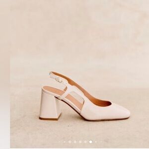 ISO Sezane Elisa White Lacquer Slingback shoes! Size 39